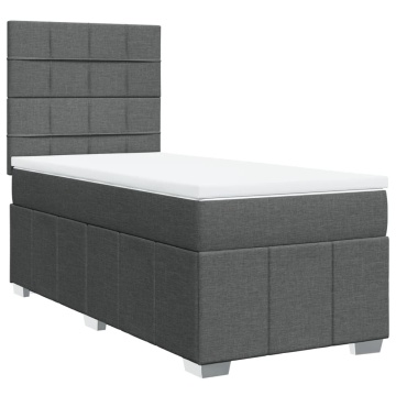 Pat box spring cu saltea, gri închis, 90x190 cm, textil - Img 2