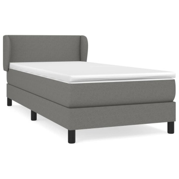 Pat box spring cu saltea, gri închis, 90x190 cm, textil - Img 2