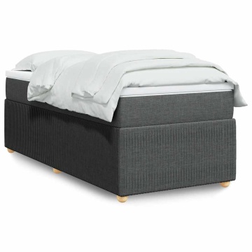 Pat box spring cu saltea, gri închis, 90x190 cm, textil - Img 1