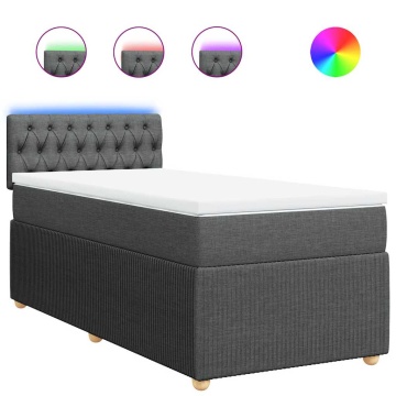 Pat box spring cu saltea, gri închis, 90x190 cm, textil - Img 2