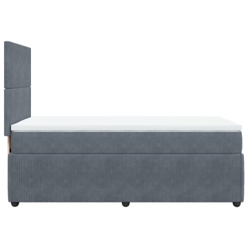 Pat box spring cu saltea, gri închis, 90x200 cm, catifea - Img 8