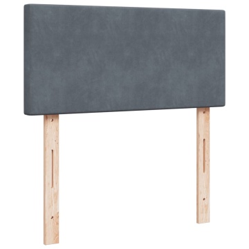 Pat box spring cu saltea, gri închis, 90x200 cm, catifea - Img 7