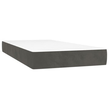 Pat box spring cu saltea, gri închis, 90x200 cm, catifea - Img 7
