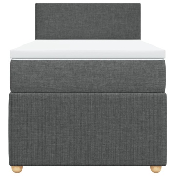 Pat box spring cu saltea, gri închis, 90x200 cm, textil - Img 4