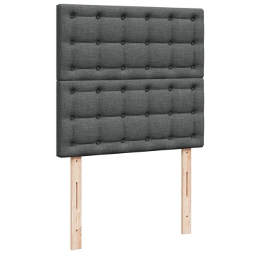 Pat box spring cu saltea, gri închis, 90x200 cm, textil - Img 6