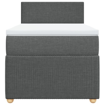 Pat box spring cu saltea, gri închis, 90x200 cm, textil - Img 5