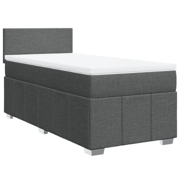 Pat box spring cu saltea, gri închis, 90x200 cm, textil - Img 2