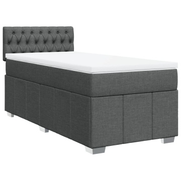 Pat box spring cu saltea, gri închis, 90x200 cm, textil - Img 2