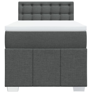 Pat box spring cu saltea, gri închis, 90x200 cm, textil - Img 5