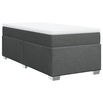 Pat box spring cu saltea, gri închis, 90x200 cm, textil - Img 2