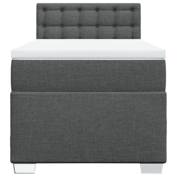 Pat box spring cu saltea, gri închis, 90x200 cm, textil - Img 4