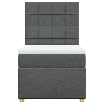 Pat box spring cu saltea, gri închis, 90x200 cm, textil - Img 5