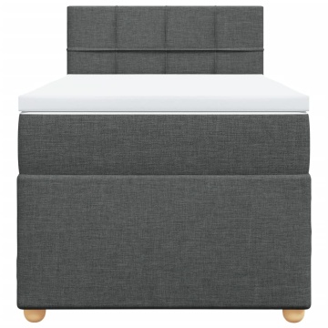 Pat box spring cu saltea, gri închis, 90x200 cm, textil - Img 5