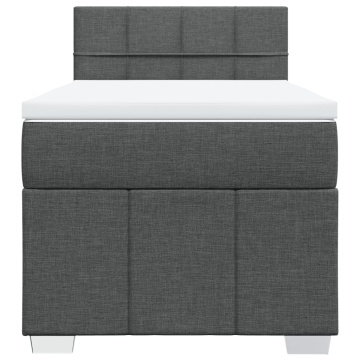 Pat box spring cu saltea, gri închis, 90x200 cm, textil - Img 5