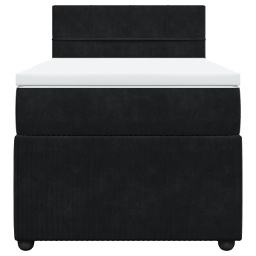 Pat box spring cu saltea, negru, 100x200 cm, catifea - Img 4