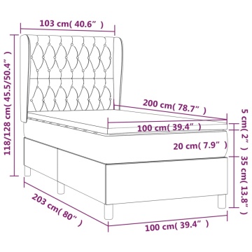 Pat box spring cu saltea, negru, 100x200 cm, textil - Img 6