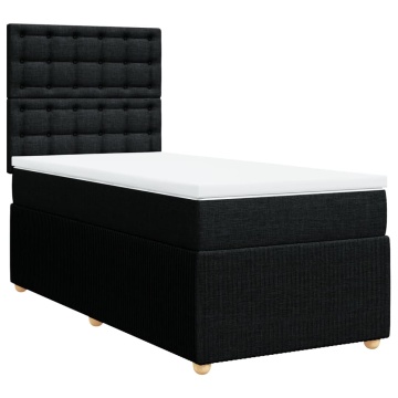 Pat box spring cu saltea, negru, 100x200 cm, textil - Img 3