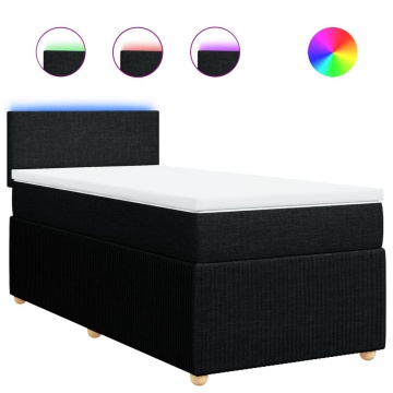 Pat box spring cu saltea, negru, 100x200 cm, textil - Img 2