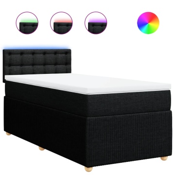 Pat box spring cu saltea, negru, 100x200 cm, textil - Img 2