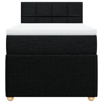 Pat box spring cu saltea, negru, 100x200 cm, textil - Img 4