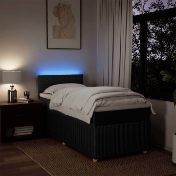 Pat box spring cu saltea, negru, 100x200 cm, textil - Img 8