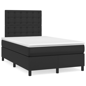 Pat box spring cu saltea, negru, 120x200 cm, piele ecologică - Img 2