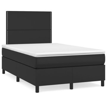 Pat box spring cu saltea, negru, 120x200 cm, piele ecologică - Img 2