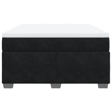 Pat box spring cu saltea, negru, 140x190 cm, catifea - Img 4