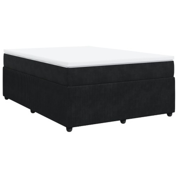 Pat box spring cu saltea, negru, 140x190 cm, catifea - Img 2