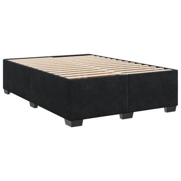 Pat box spring cu saltea, negru, 140x190 cm, catifea - Img 8