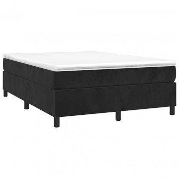 Pat box spring cu saltea, negru, 140x190 cm, catifea - Img 3