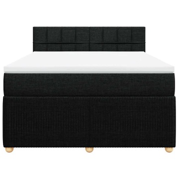 Pat box spring cu saltea, negru, 140x190 cm, textil - Img 4
