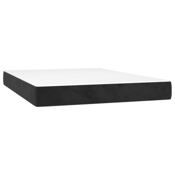 Pat box spring cu saltea, negru, 140x200 cm, catifea - Img 7