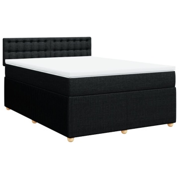Pat box spring cu saltea, negru, 140x200 cm, textil - Img 2