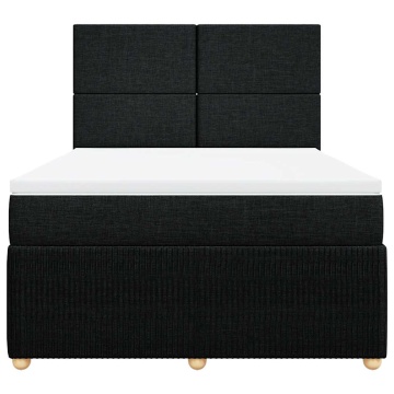 Pat box spring cu saltea, negru, 140x200 cm, textil - Img 4