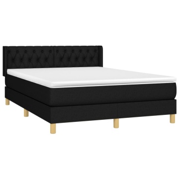 Pat box spring cu saltea, negru, 140x200 cm, textil - Img 3
