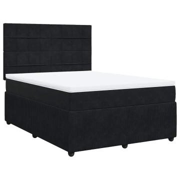 Pat box spring cu saltea, negru, 160x200 cm, catifea - Img 2