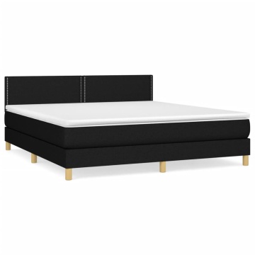 Pat box spring cu saltea, negru, 160x200 cm, textil - Img 2
