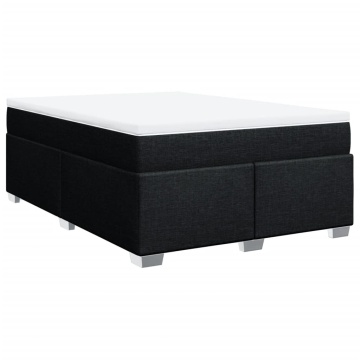 Pat box spring cu saltea, negru, 160x200 cm, textil - Img 2