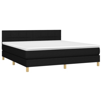 Pat box spring cu saltea, negru, 160x200 cm, textil - Img 3