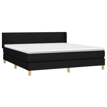 Pat box spring cu saltea, negru, 160x200 cm, textil - Img 3