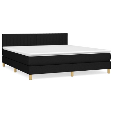 Pat box spring cu saltea, negru, 180x200 cm, catifea - Img 2