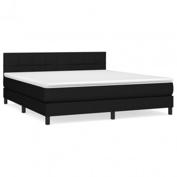 Pat box spring cu saltea, negru, 180x200 cm, catifea - Img 2
