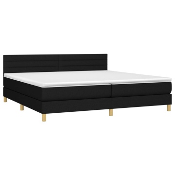 Pat box spring cu saltea, negru, 200x200 cm, textil - Img 3