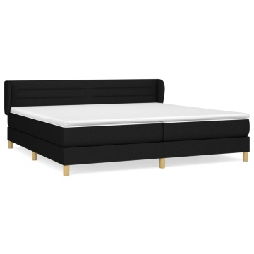 Pat box spring cu saltea, negru, 200x200 cm, textil - Img 2