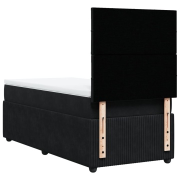 Pat box spring cu saltea, negru, 80x200 cm, catifea - Img 5