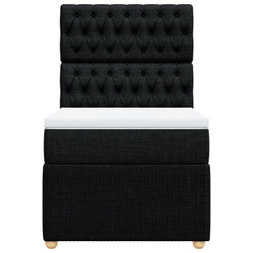 Pat box spring cu saltea, negru, 80x200 cm, textil - Img 4