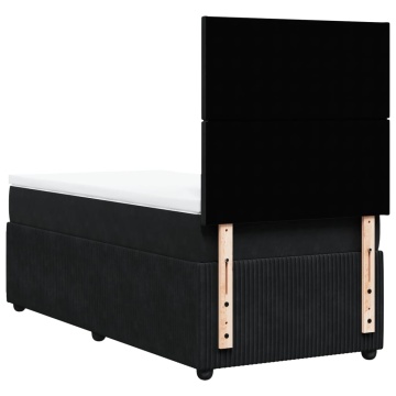 Pat box spring cu saltea, negru, 90x190 cm, catifea - Img 7