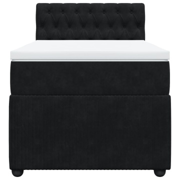 Pat box spring cu saltea, negru, 90x190 cm, catifea - Img 5