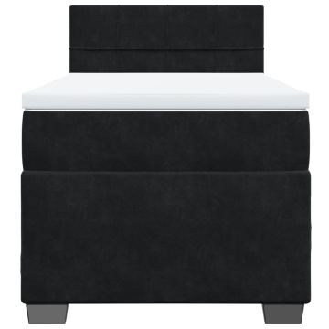 Pat box spring cu saltea, negru, 90x190 cm, catifea - Img 4